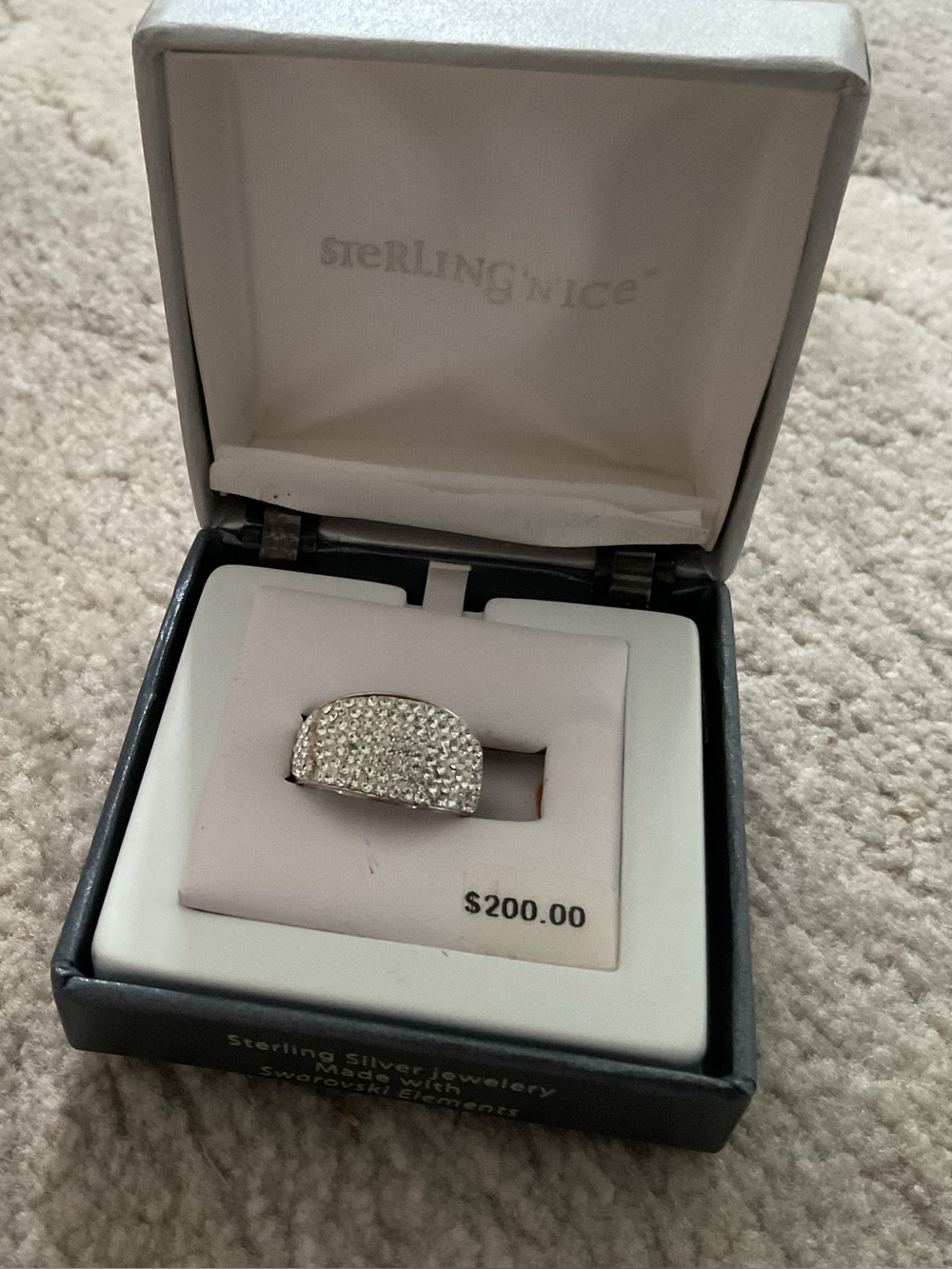 Silver Pave Crystal Dome Ring - Sterling Silver